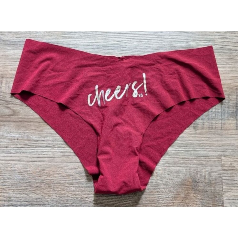 Victoria's Secret Maroon No Show Cheeky Underwear, Cheers! Size M